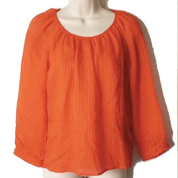 NWT 2-PC SET Shadow Stripe Blouse & Camisole XXS J Crew Brilliant Sunset Orange - Picture 3 of 8